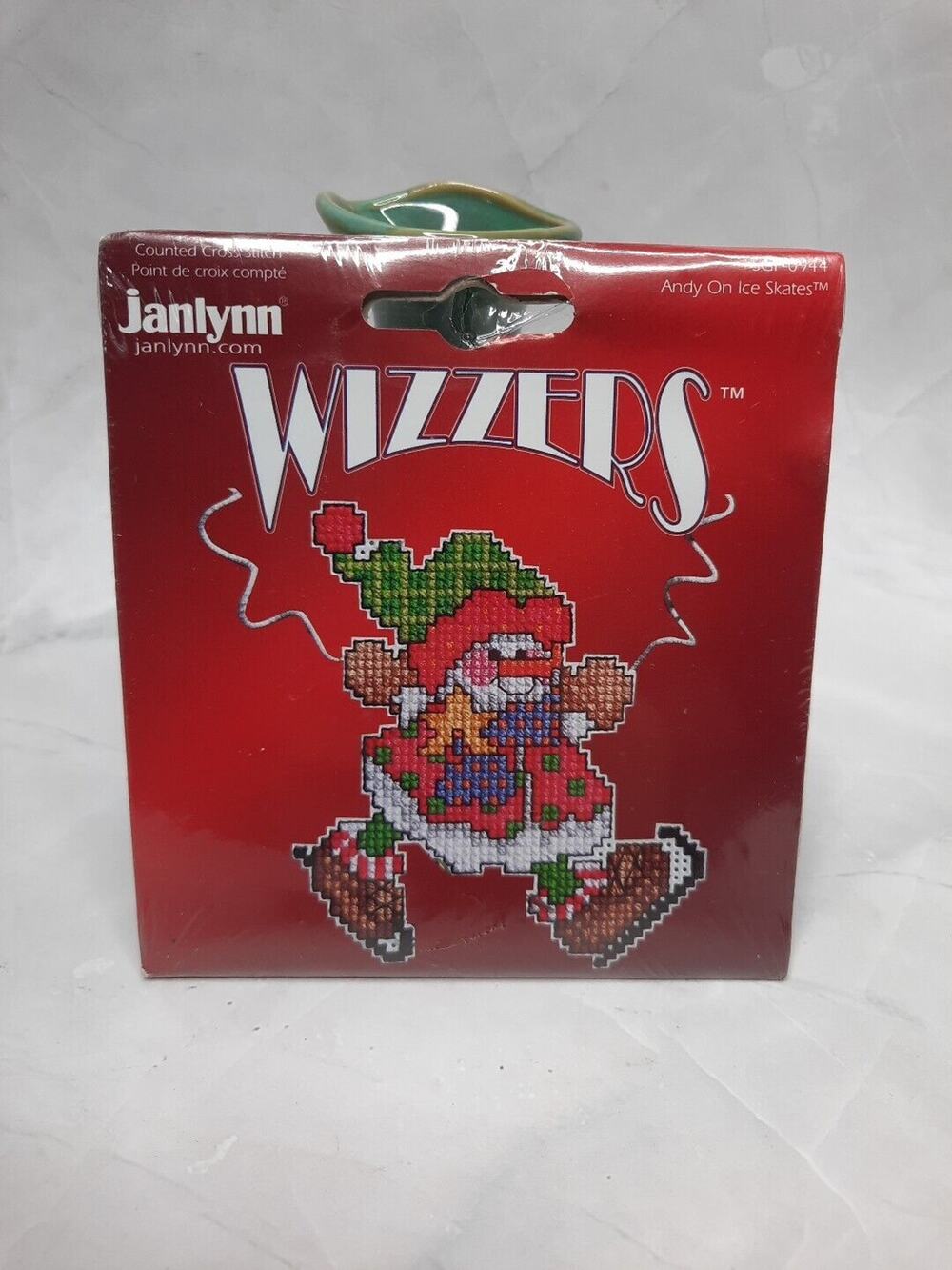 Vintage Janlynn Wizzers Counted Cross Stitch Kit Andy On Ice Skates